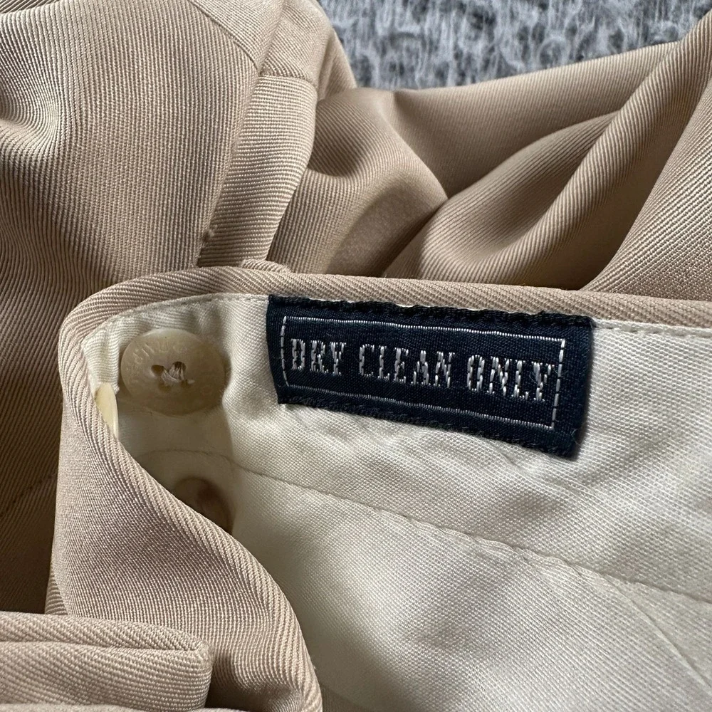 Vtg Polo Ralph Lauren Dress Pants Mens 40(38 Fit)Beige Pleated Virgin Wool Italy